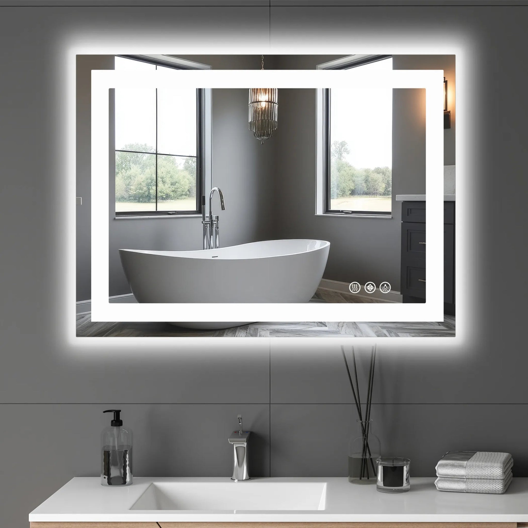 Lighted Frameless Bathroom Vanity Mirror-AMAZON FACTORY